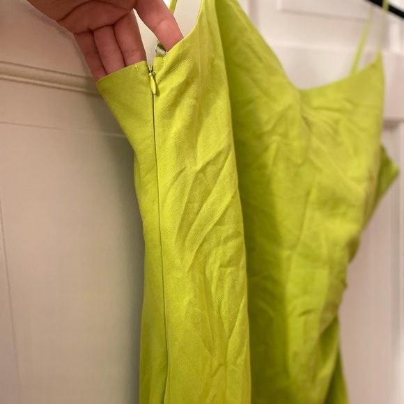 Chartreuse Green Linen Midid Dress Size Large NWT - Picture 8 of 8